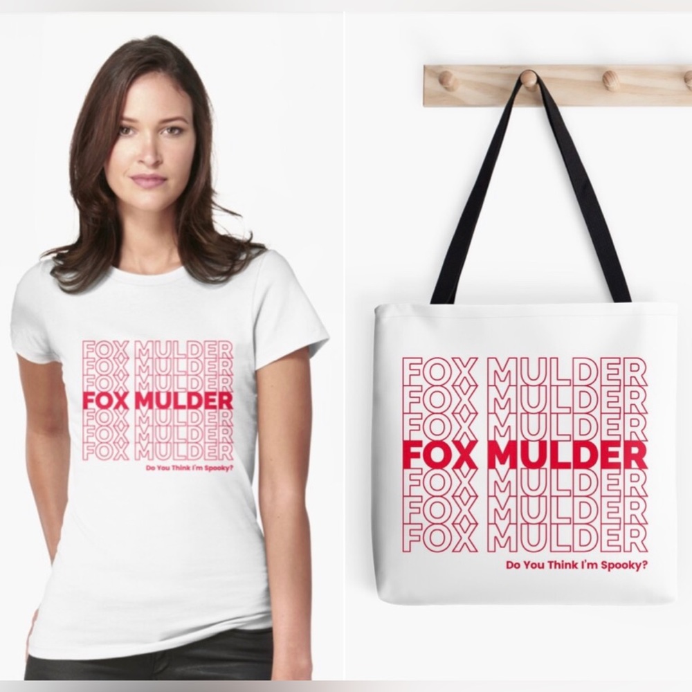 NWOT Fox Mulder “Thank You” Print Fitted T-Shirt (Women’s 2XL) & Tote Bag